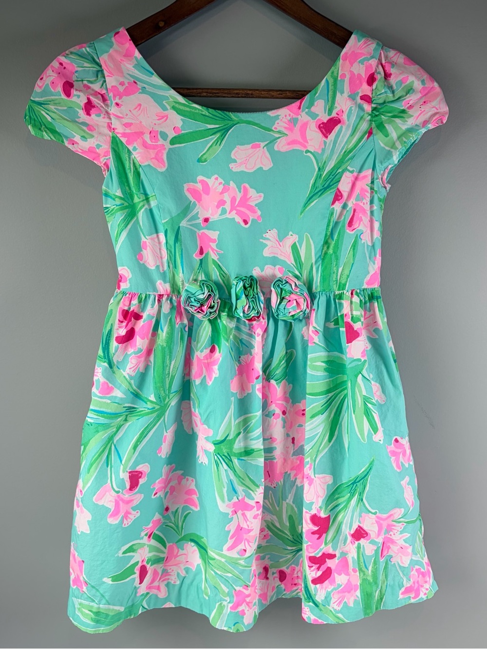 Lilly Pulitzer  Momoa Aqua Al Fresco Isnt She Lovely Cotton Dress Girls Size 10